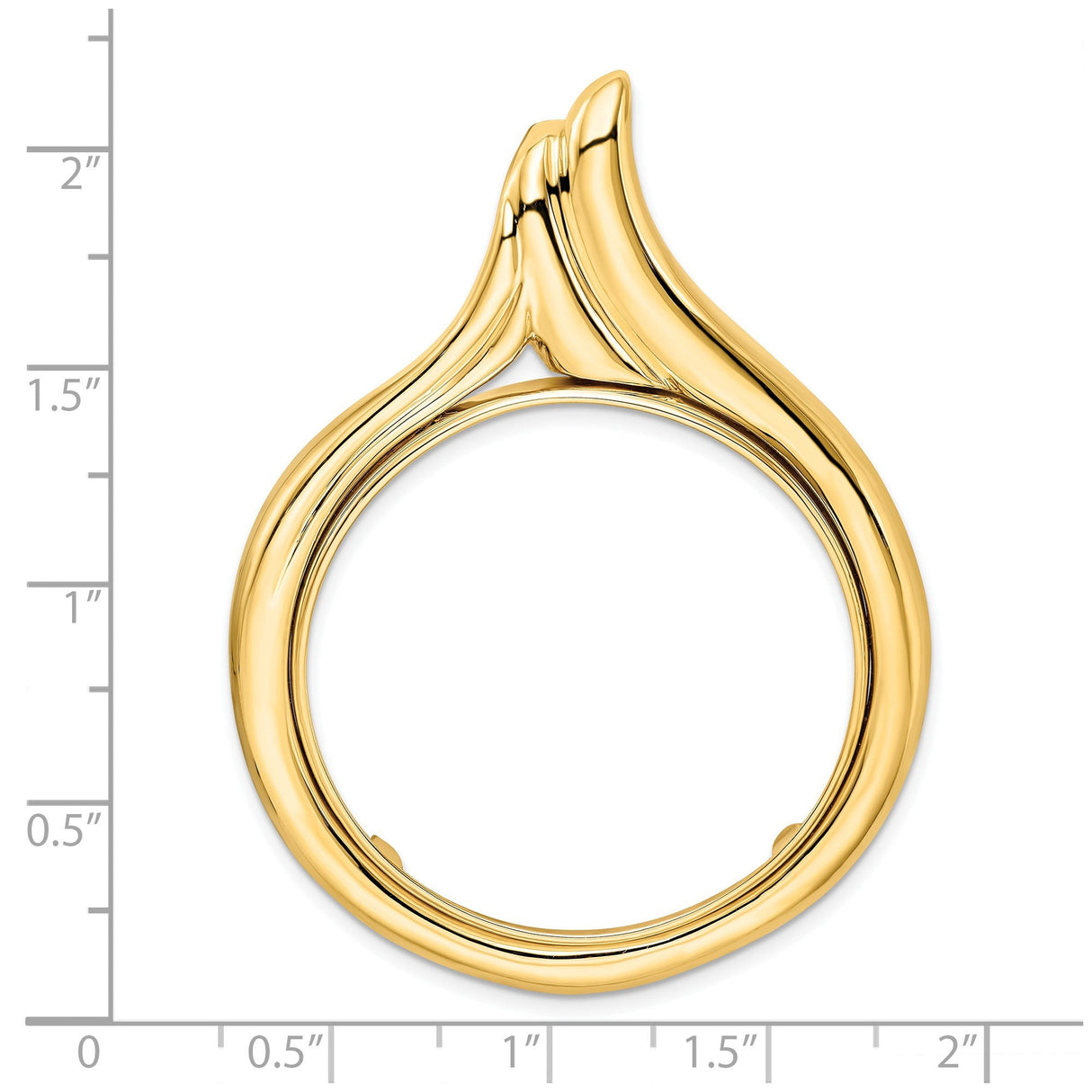 34 mm 14k Yellow Gold coin bezel for 34.2 mm Coin — size reference (ruler)
