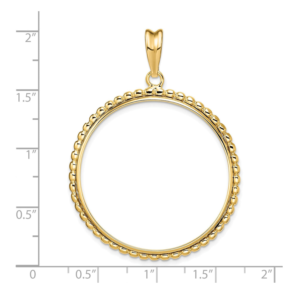 34 mm 14k Yellow Gold coin bezel for 34.2 mm Coin — size reference (ruler)