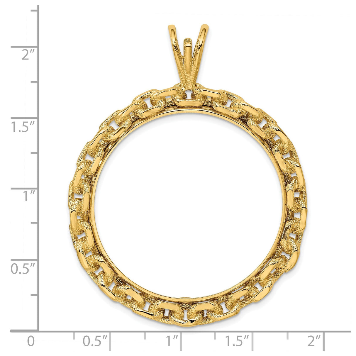 34 mm 14k Yellow Gold coin bezel for 34.2 mm Coin — size reference (ruler)