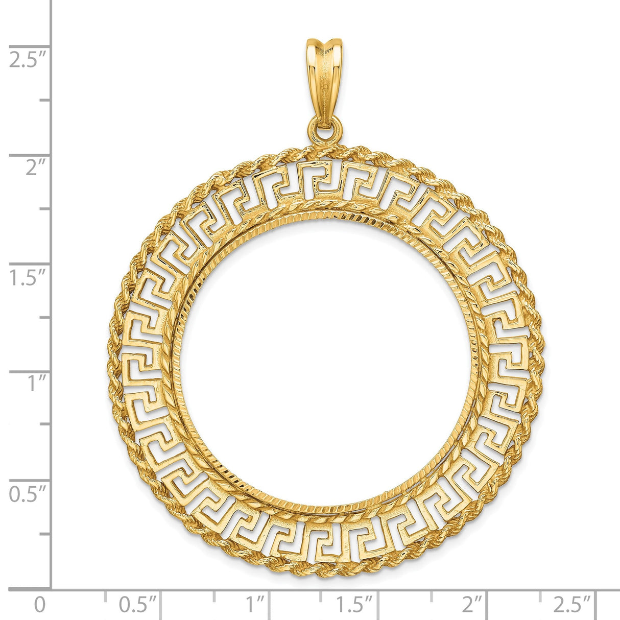 34 mm 14k Yellow Gold coin bezel for 34.2 mm Coin — size reference (ruler)