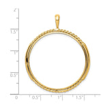 34 mm 14k Yellow Gold coin bezel for 34.2 mm Coin — size reference (ruler)