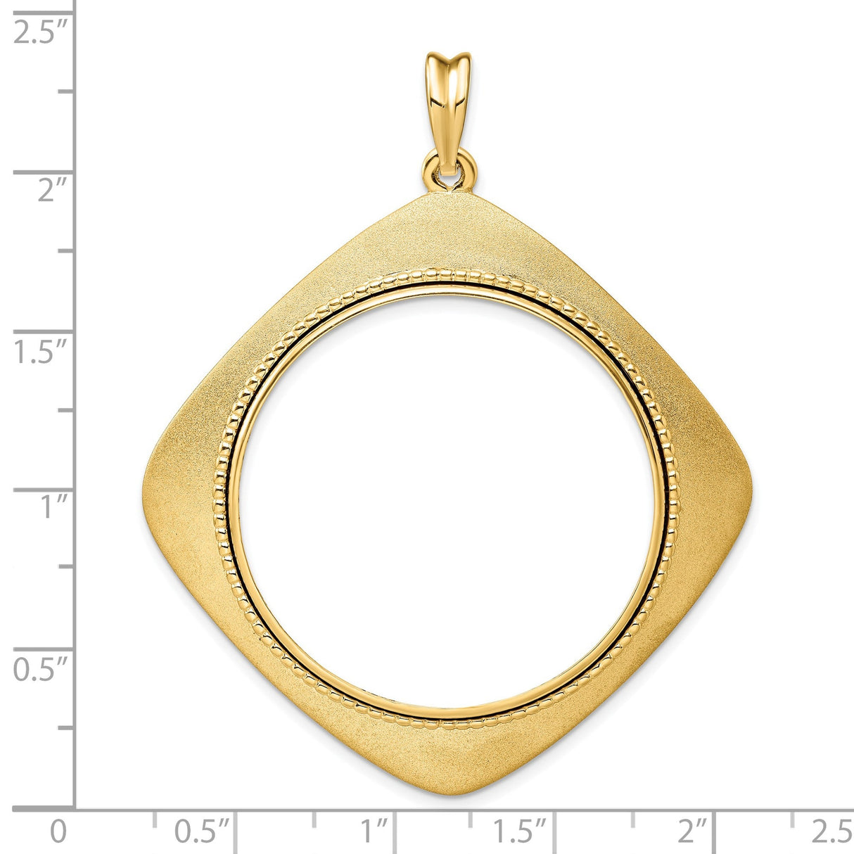 34 mm 14k Yellow Gold coin bezel for 34.2 mm Coin — size reference (ruler)