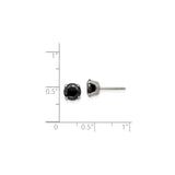 Stainless Steel Stud Earrings with Round Black Gemstone, Modern Minimalist Style, Unisex