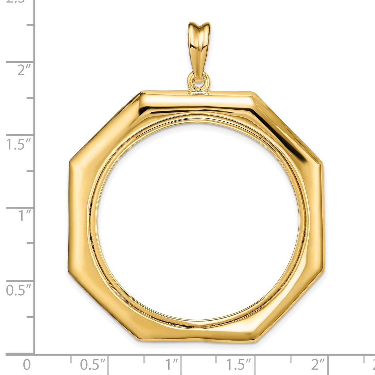 37 mm 14k Yellow Gold coin bezel for 37 mm Coin — size reference (ruler)