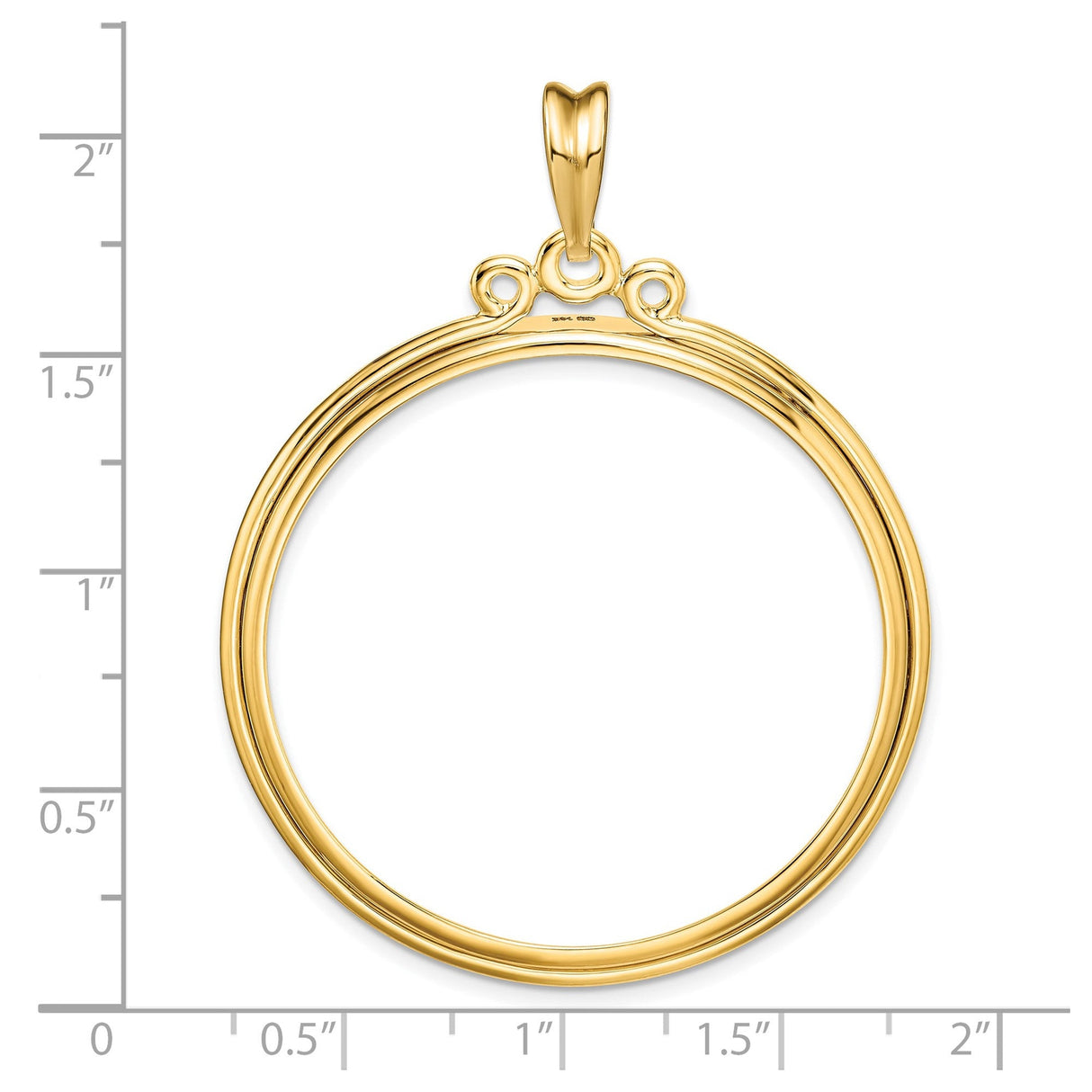 37 mm 14k Yellow Gold coin bezel for 37 mm Coin — size reference (ruler)