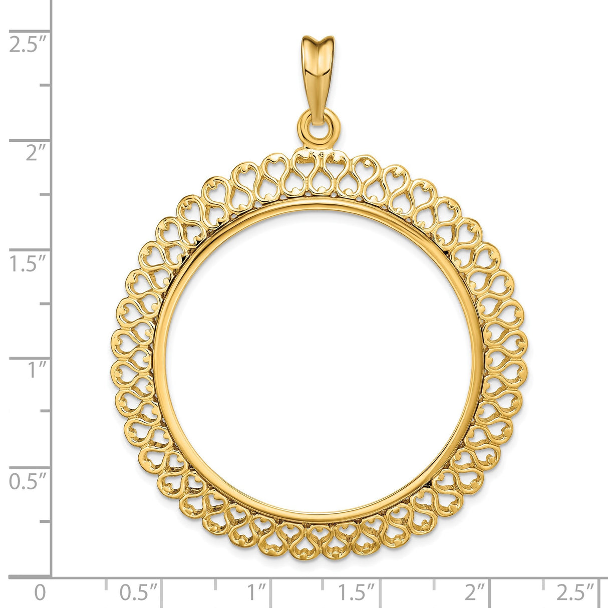 37 mm 14k Yellow Gold coin bezel for 37 mm Coin — size reference (ruler)