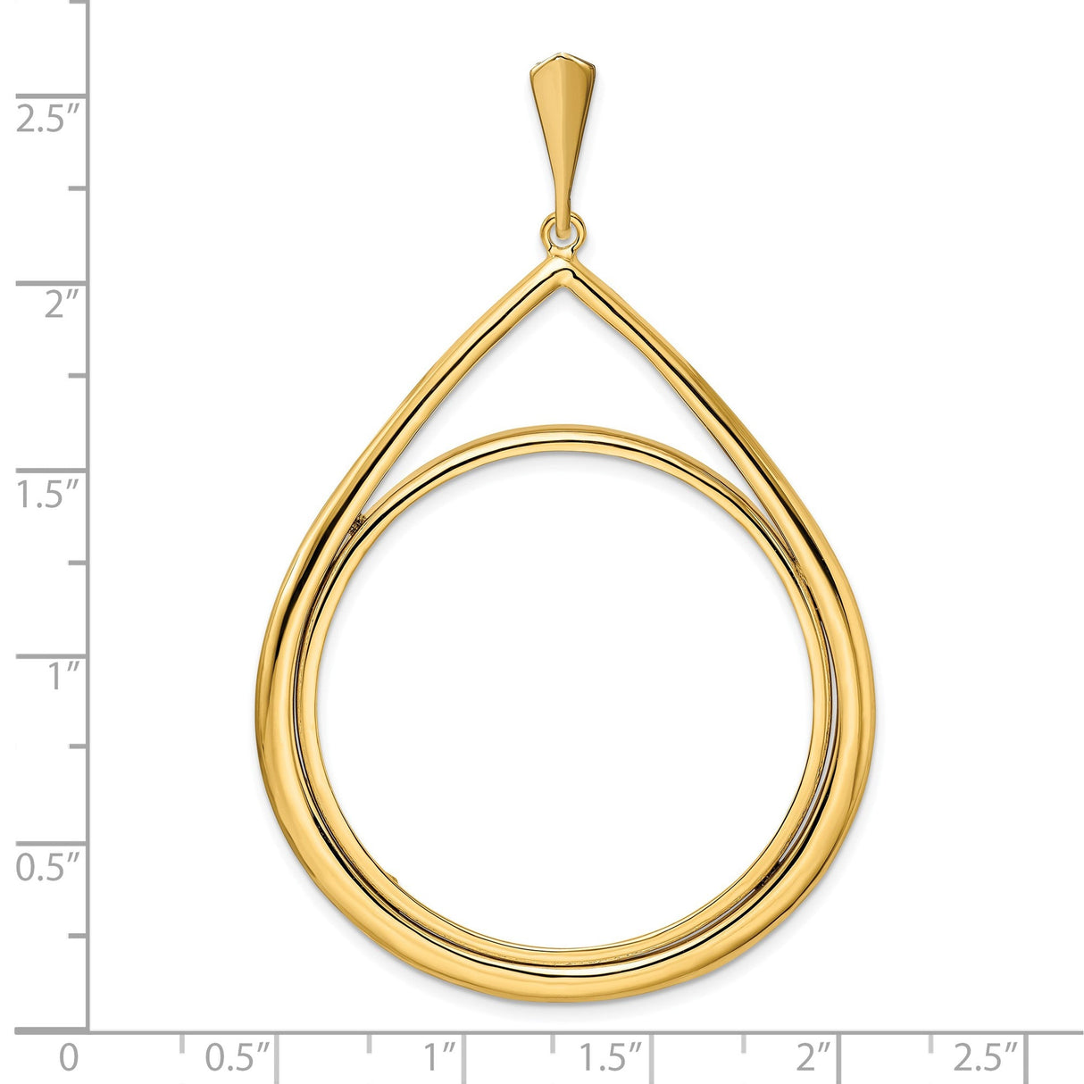 37 mm 14k Yellow Gold coin bezel for 37 mm Coin — size reference (ruler)