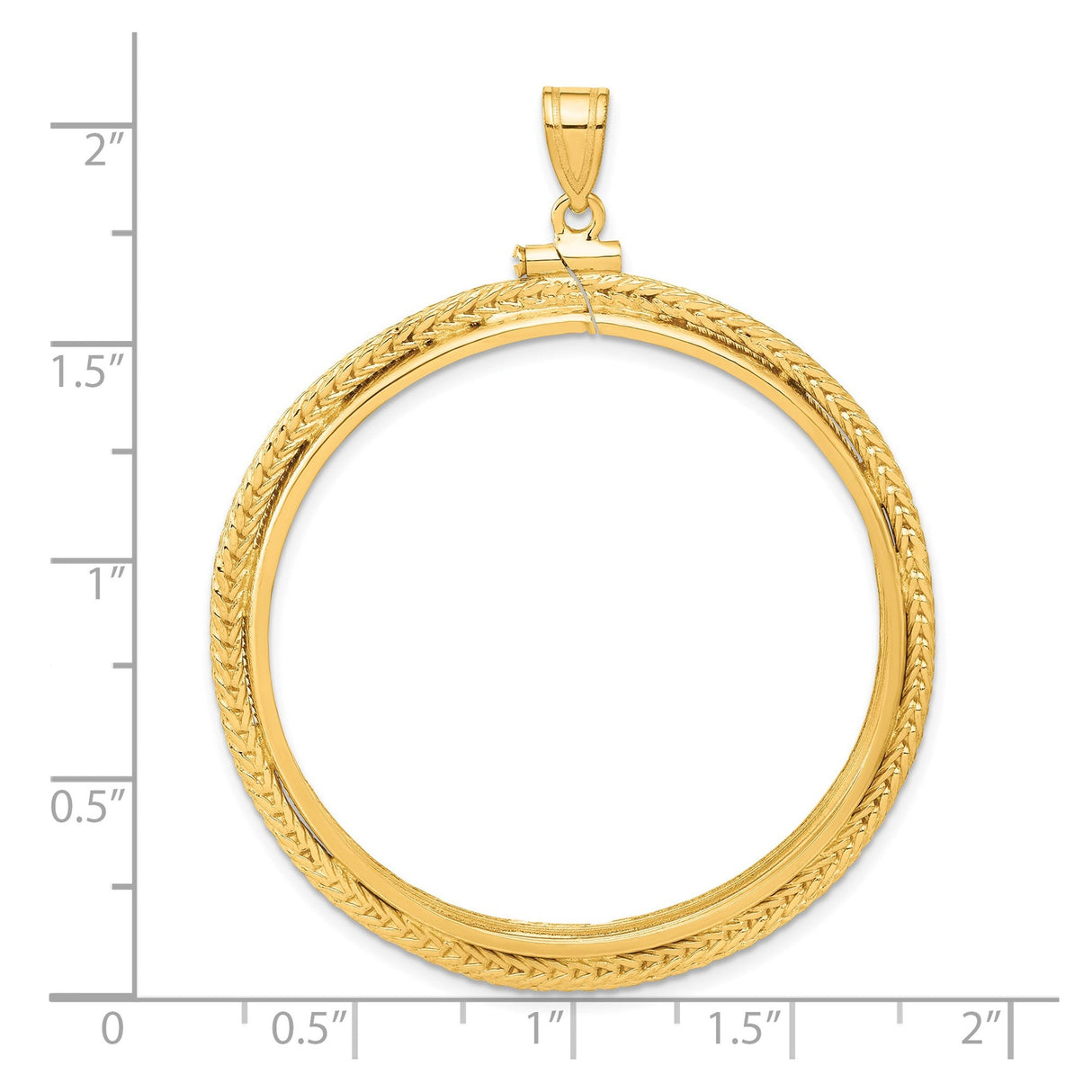 37 mm 14k Yellow Gold coin bezel for 37 mm Coin — size reference (ruler)