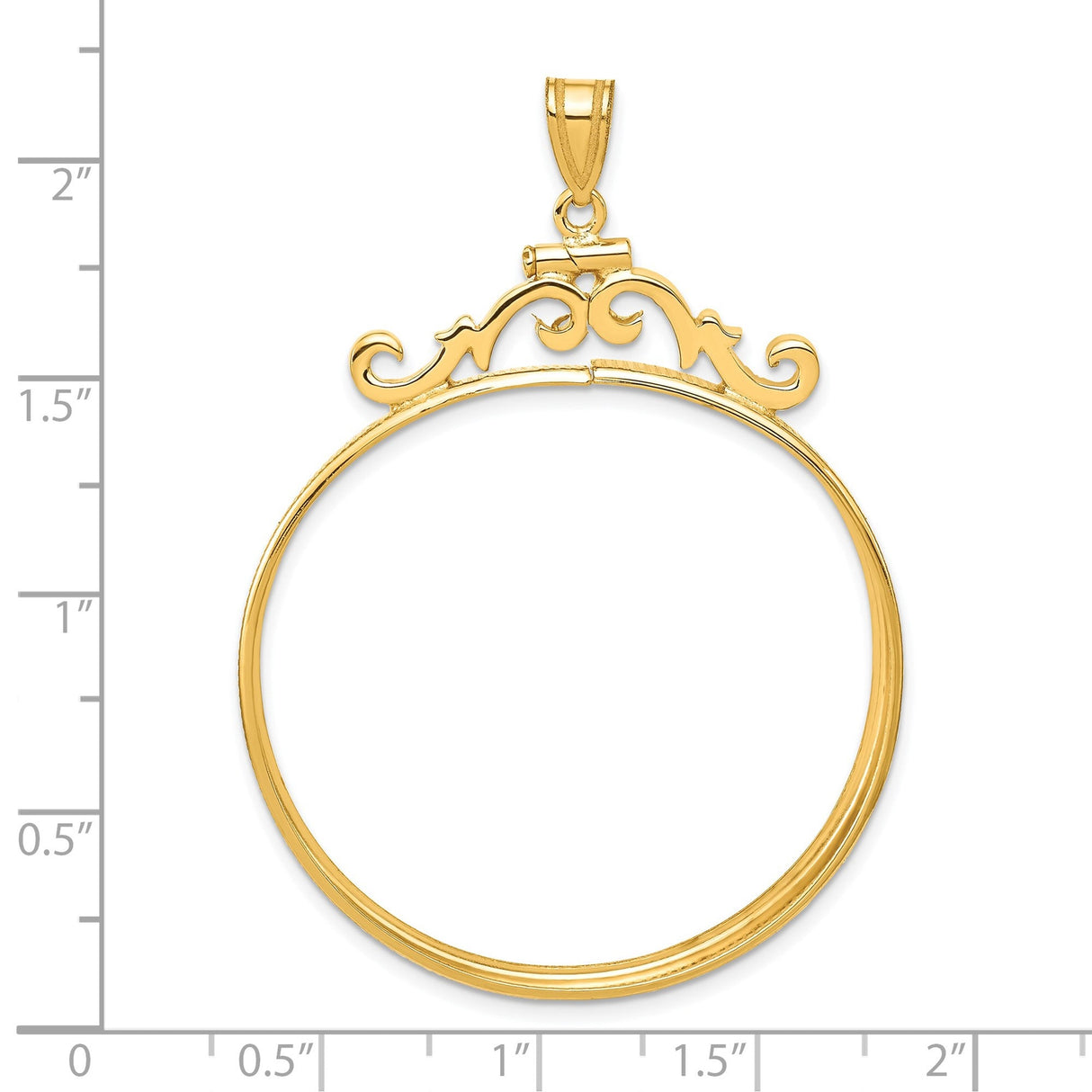 37 mm 14k Yellow Gold coin bezel for 37 mm Coin — size reference (ruler)