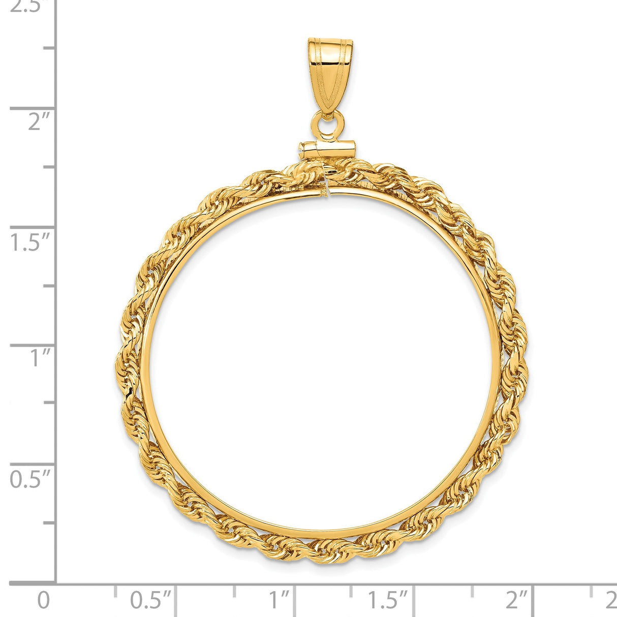 37 mm 14k Yellow Gold coin bezel for 37 mm Coin — size reference (ruler)