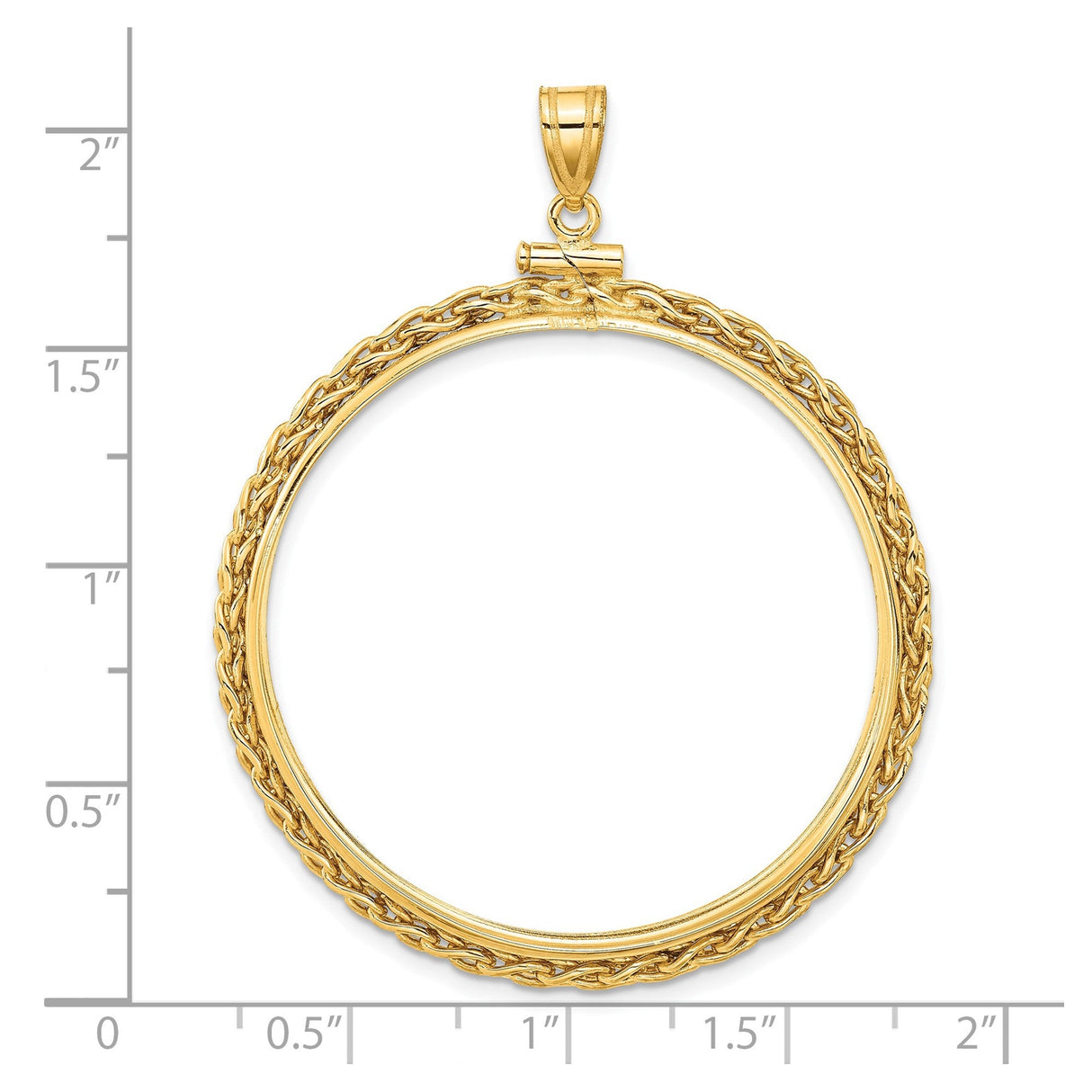 37 mm 14k Yellow Gold coin bezel for 37 mm Coin — size reference (ruler)