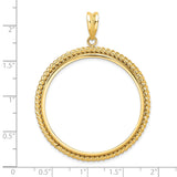 38 mm 14k Yellow Gold coin bezel for 38.1 mm Coin — size reference (ruler)