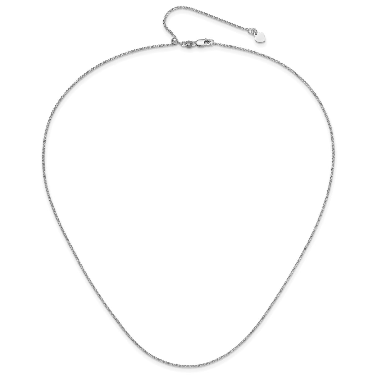 14K White Gold 1.2 mm Rope Chain Necklace, Polished alternate angle