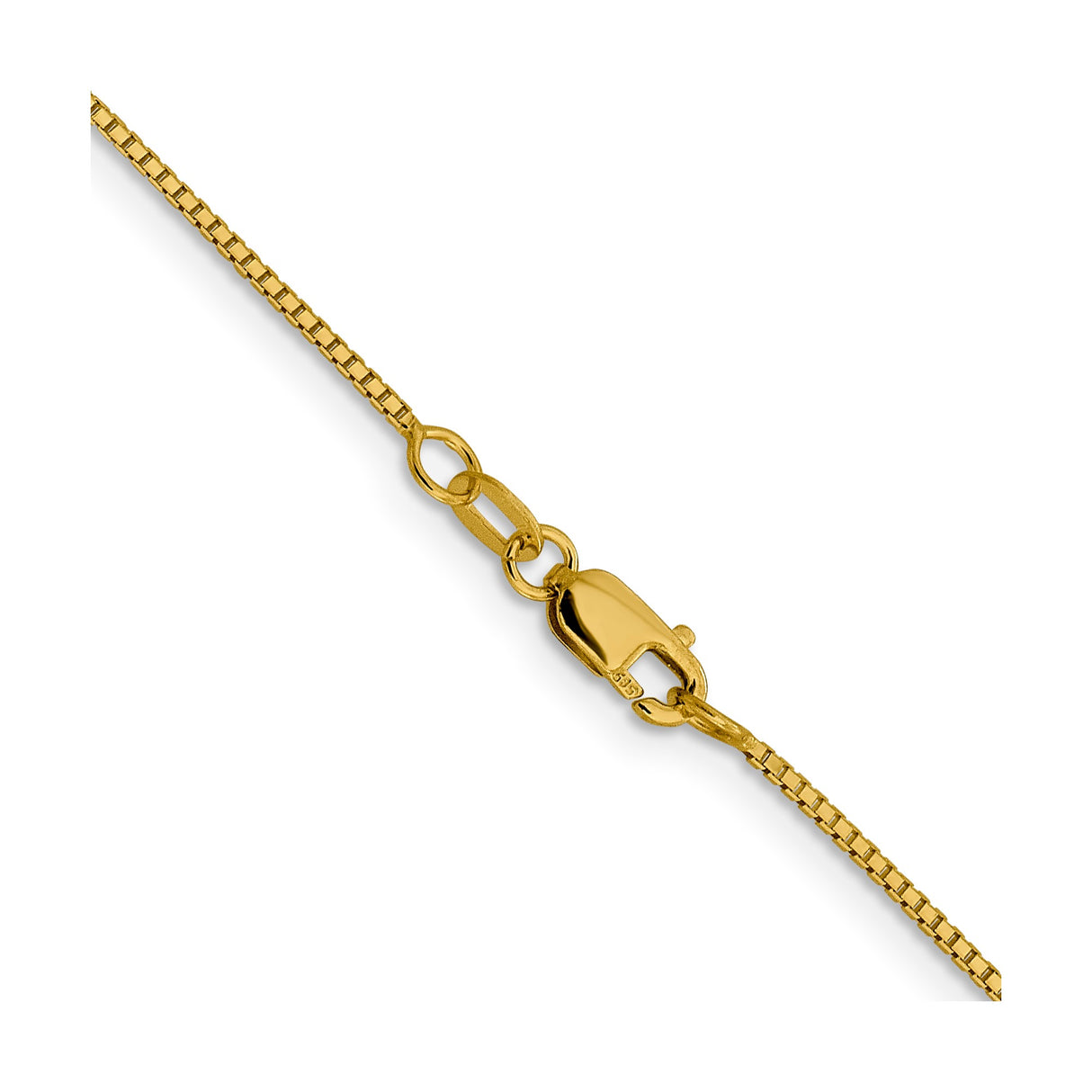 14K Yellow Gold 1 mm Box Chain Necklace, Polished alternate angle