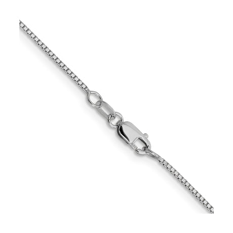 14K White Gold 1 mm Box Chain Necklace, Polished alternate angle