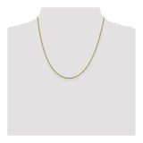 14K Yellow Gold 1.5 mm Polished Chain Necklace, Solid detail view