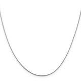 14K White Gold 0.8 mm Polished Chain Necklace, Solid