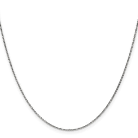 14K White Gold 1.1 mm Polished Chain Necklace, Solid