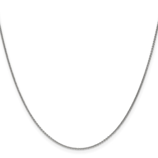 14K White Gold 1.1 mm Polished Chain Necklace, Solid