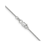 14K White Gold 1.1 mm Polished Chain Necklace, Solid alternate angle