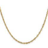 14K Yellow Gold 1.9 mm Singapore Chain Necklace, Polished