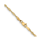 14K Yellow Gold 1.9 mm Singapore Chain Necklace, Polished alternate angle