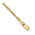 14K Yellow Gold 1.9 mm Singapore Chain Anklet, Polished