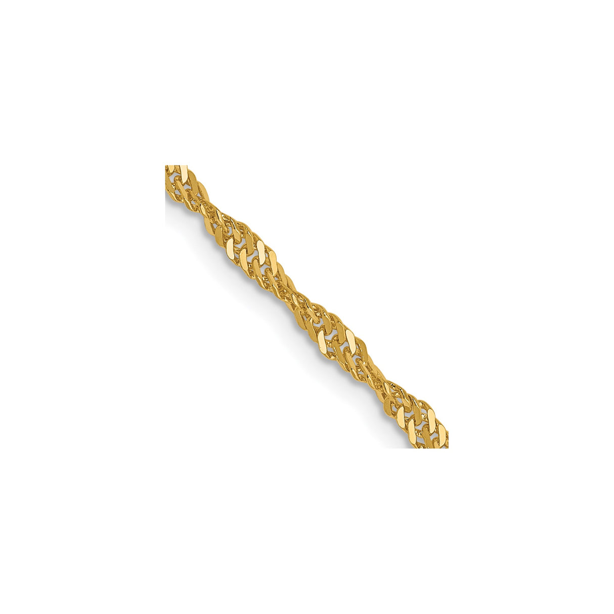 14K Yellow Gold 1.9 mm Singapore Chain Necklace, Polished detail view