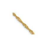 14K Yellow Gold 1.9 mm Singapore Chain Necklace, Polished detail view
