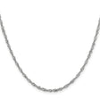 14K White Gold 1.9 mm Singapore Chain Necklace, Polished