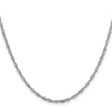 14K White Gold 1.9 mm Singapore Chain Necklace, Polished