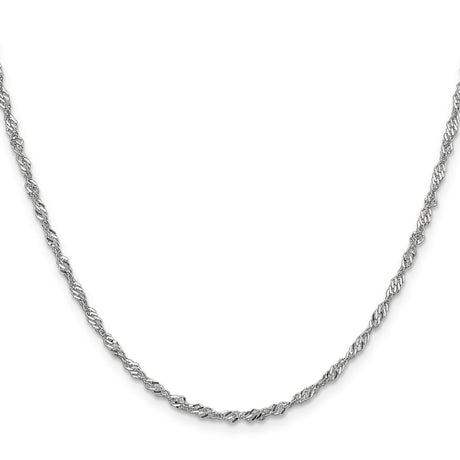 14K White Gold 1.9 mm Singapore Chain Necklace, Polished
