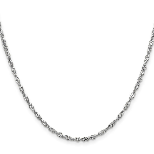 14K White Gold 1.9 mm Singapore Chain Necklace, Polished