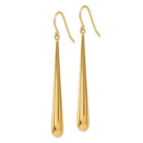 14k Yellow Gold Teardrop Dangle Earrings, Sleek Minimalist Polished Drop Design for Women