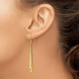 14k Yellow Gold Teardrop Dangle Earrings, Sleek Minimalist Polished Drop Design for Women