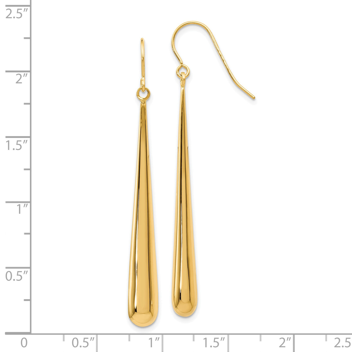 14k Yellow Gold Teardrop Dangle Earrings, Sleek Minimalist Polished Drop Design for Women