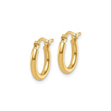 14k Yellow Gold Hoop Earrings, Classic Round Polished Design with Hinged Clasp for Women
