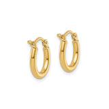 14k Yellow Gold Hoop Earrings, Classic Round Polished Design with Hinged Clasp for Women