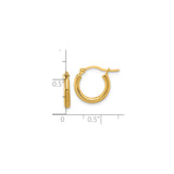 14k Yellow Gold Hoop Earrings, Classic Round Polished Design with Hinged Clasp for Women