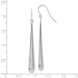 14k White Gold Teardrop Earrings, Polished Long Dangle Minimalist Design for Women