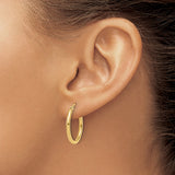 14k Yellow Gold Hoop Earrings, Classic Polished Round Design with Hinged Snap Back Closure