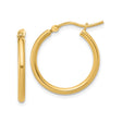 14k Yellow Gold Hoop Earrings, Classic Polished Round Design with Hinged Snap Back Closure