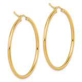 14k Yellow Gold Hoop Earrings, Classic Round Polished Lightweight Design for Women