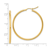 14k Yellow Gold Hoop Earrings, Classic Round Polished Lightweight Design for Women