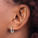 14k White Gold Hoop Earrings, Polished Finish, Hinged Snap Closure, Minimalist Design for Women