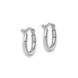 14k White Gold Hoop Earrings, Polished Finish, Hinged Snap Closure, Minimalist Design for Women