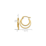14k Yellow Gold Double Hoop Earrings, Polished Finish, Classic Latch Back, Minimalist Design