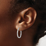 14k White Gold Hoop Earrings, Classic Round Polished Lightweight Design