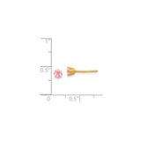14k Yellow Gold Stud Earrings with Princess Cut Pink Cubic Zirconia, Minimalist Square Design for Women