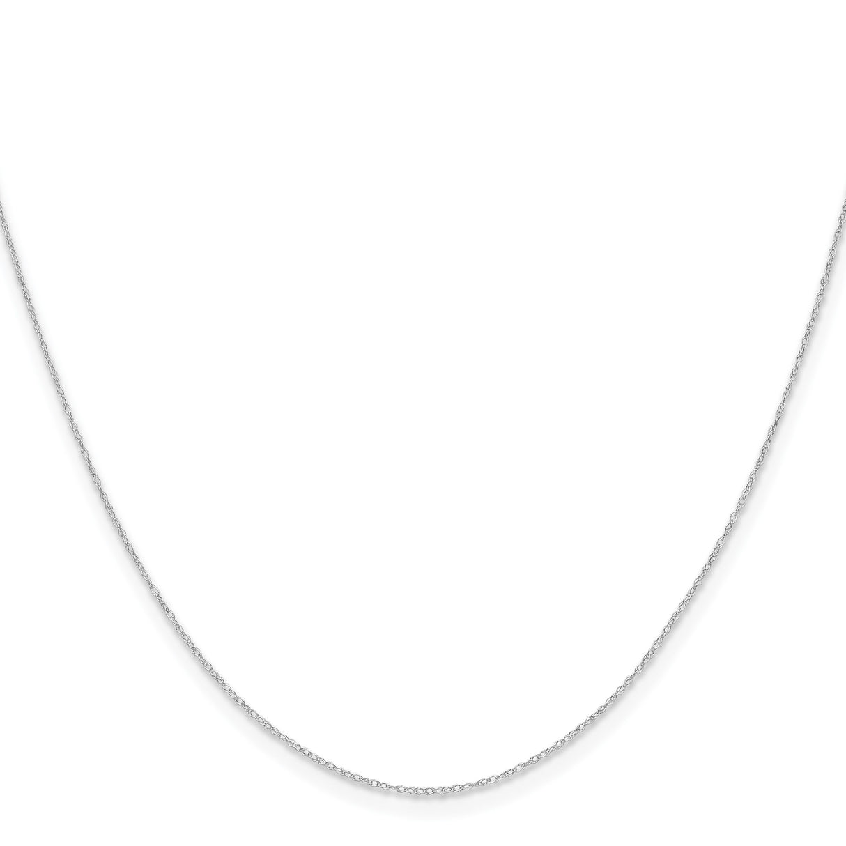 14K White Gold 0.4 mm Polished Chain Necklace, Solid